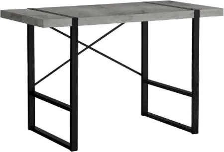 Concrete and Black Thick Panel Computer Desk