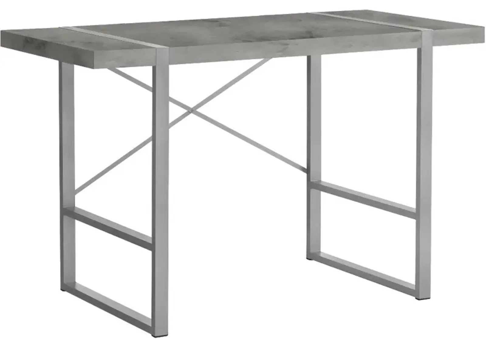 Concrete and Silver Thick Panel Computer Desk