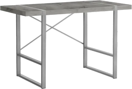 Concrete and Silver Thick Panel Computer Desk