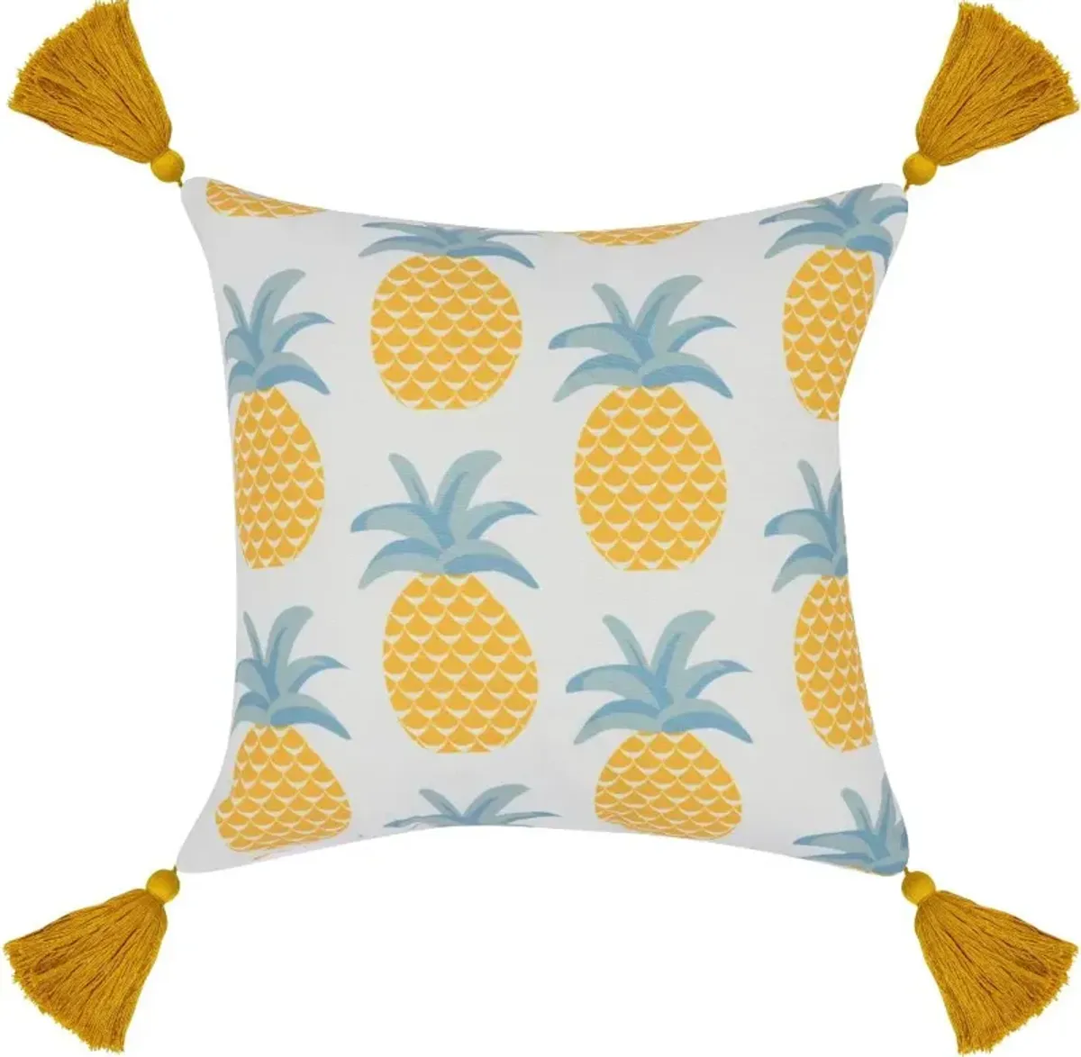Yellow and Multi Color Pineapple Indoor-Outdoor Throw Pillow