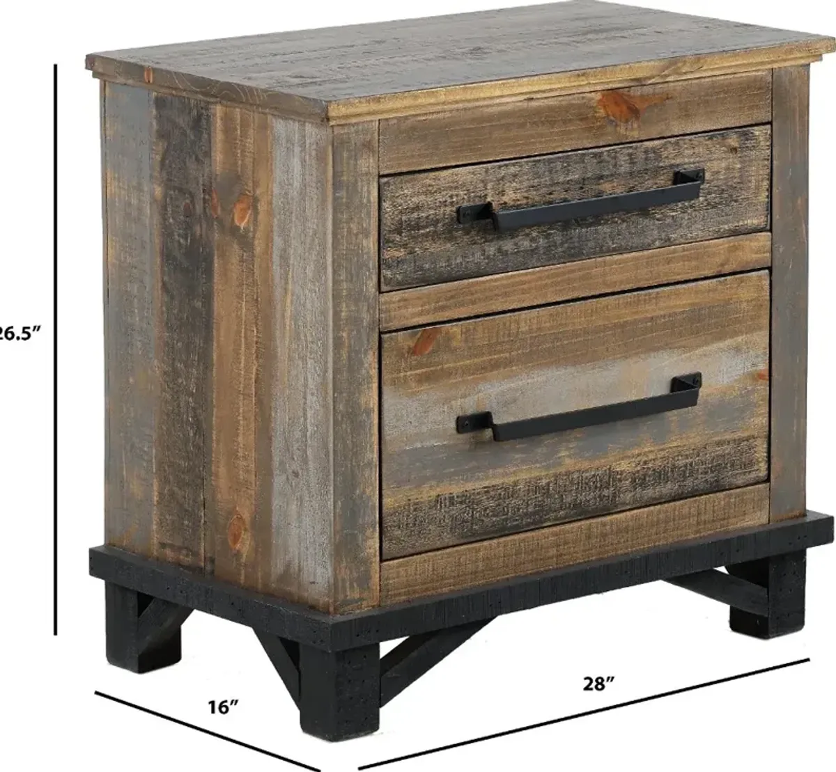 Loft Rustic Pine Nightstand