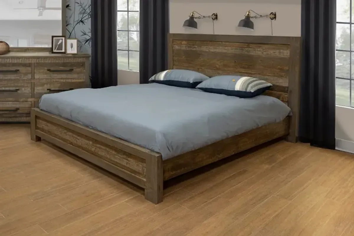 Loft Rustic Pine Queen Platform Bed