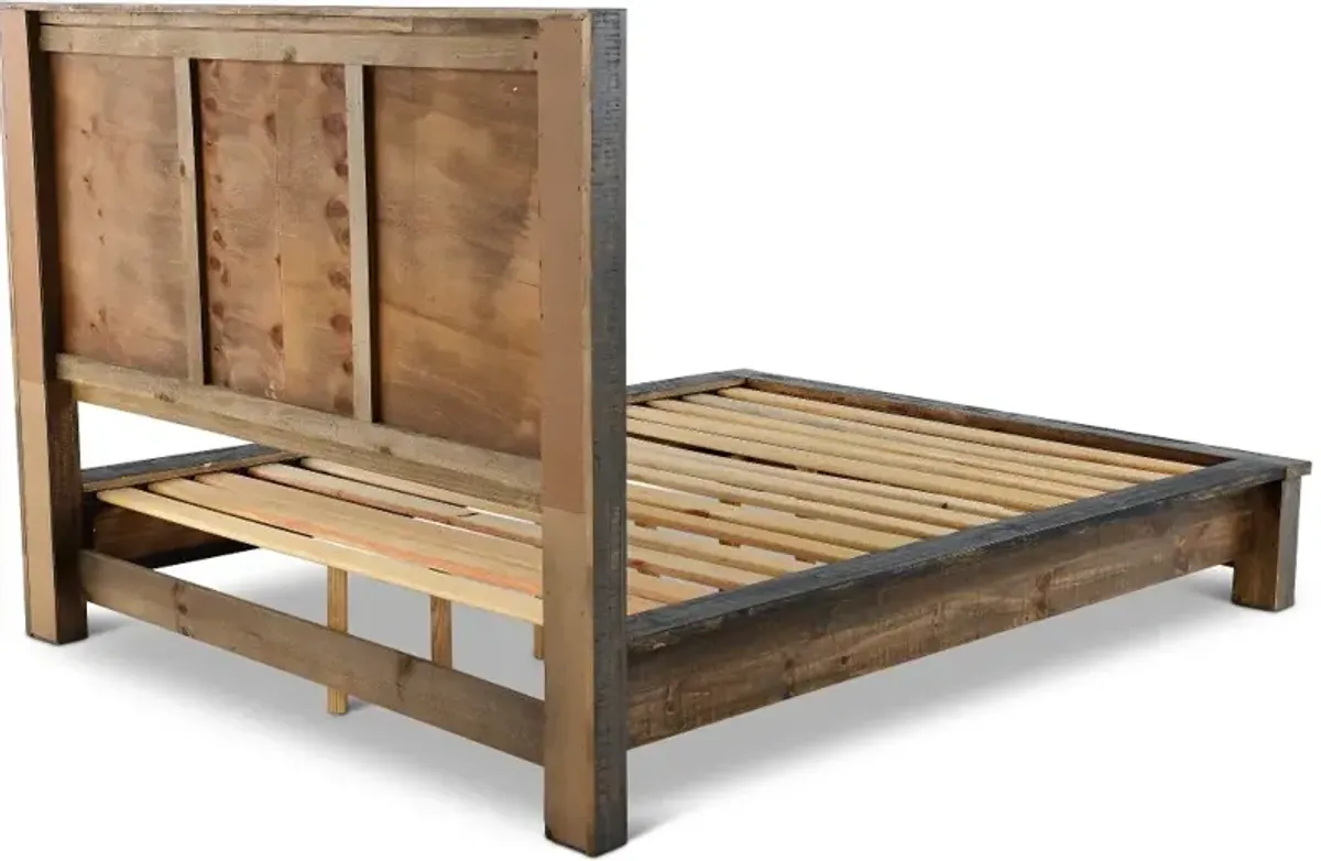 Loft Rustic Pine Queen Platform Bed