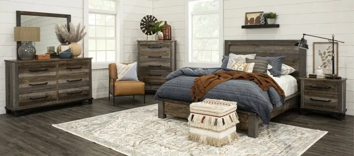 Loft Rustic Pine Queen Platform Bed