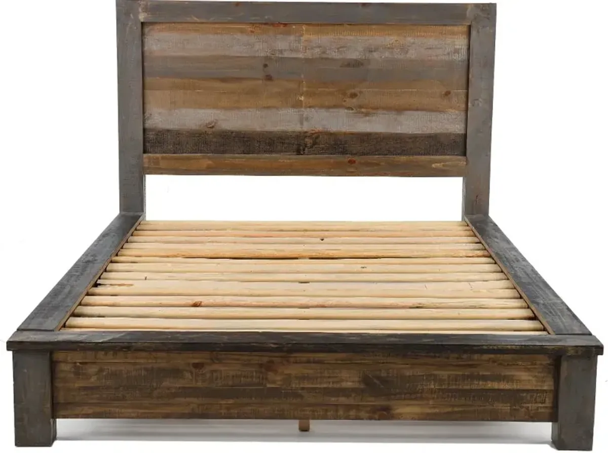 Loft Rustic Pine Queen Platform Bed