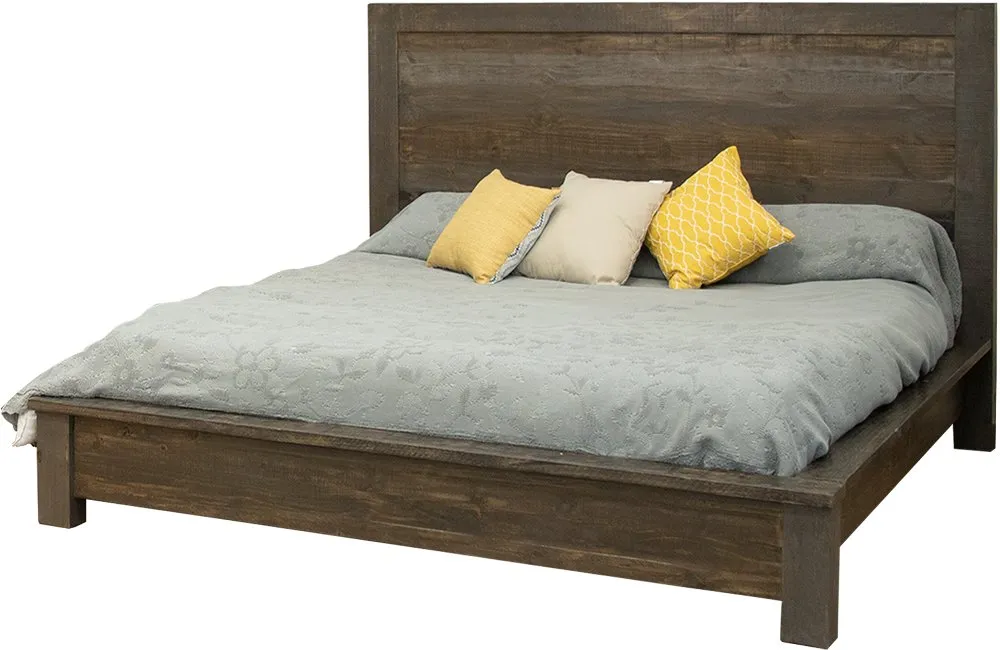 Loft Rustic Pine Queen Platform Bed