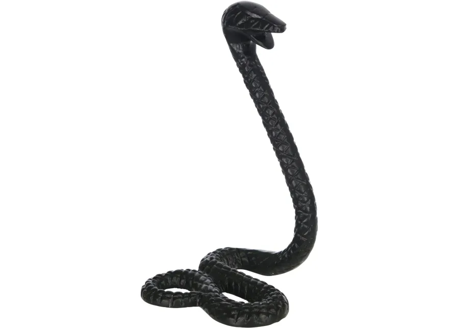 10 Inch Black Metal Snake Sculpture