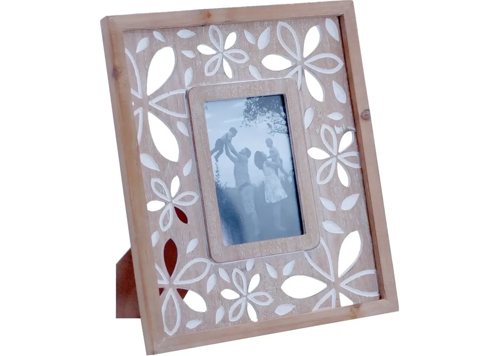 Light Brown Wood 5x7 Picture Frame with White Cut Outs