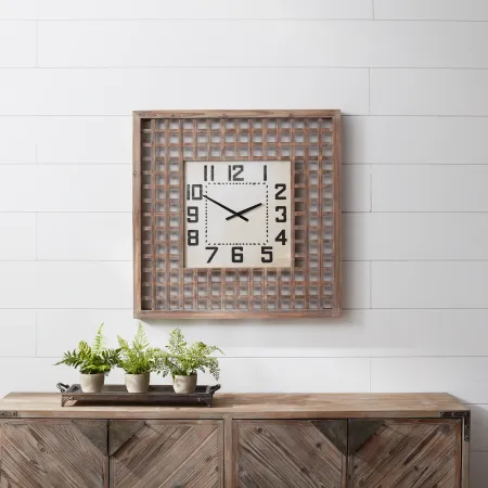 Wood 29 Inch Square Wall Clock
