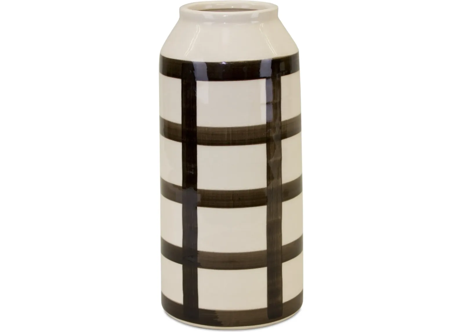 Cream and Brown Terra Cotta 10.5 Inch Vase - Windowpane