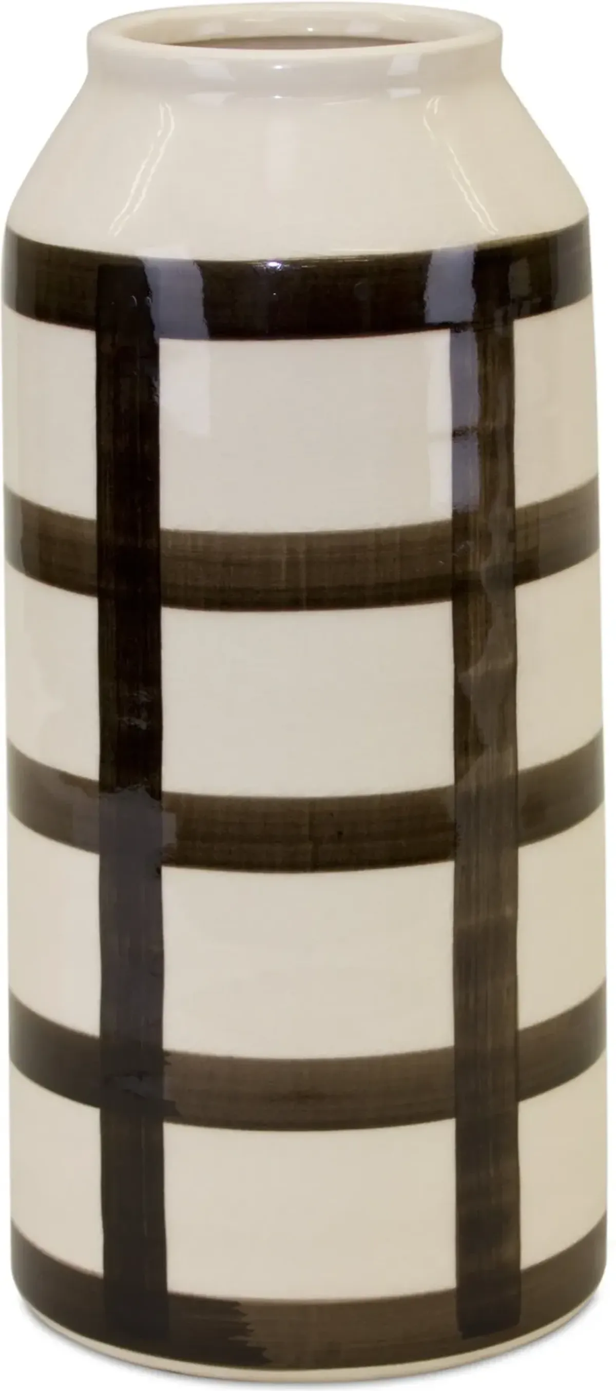 Cream and Brown Terra Cotta 10.5 Inch Vase - Windowpane