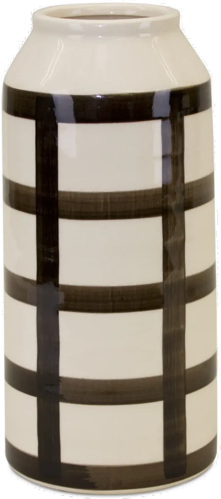 Cream and Brown Terra Cotta 10.5 Inch Vase - Windowpane