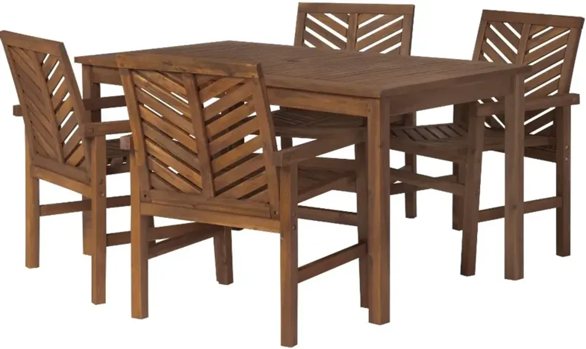 Vincent Dark Brown 5 Piece Patio Dining Set - Walker Edison