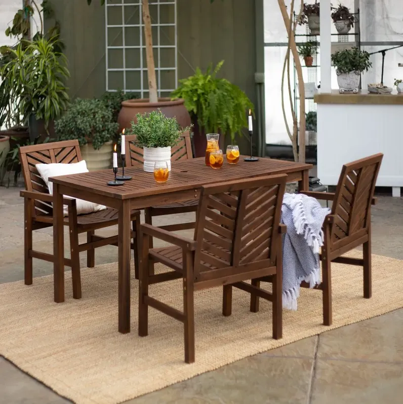 Vincent Dark Brown 5 Piece Patio Dining Set - Walker Edison