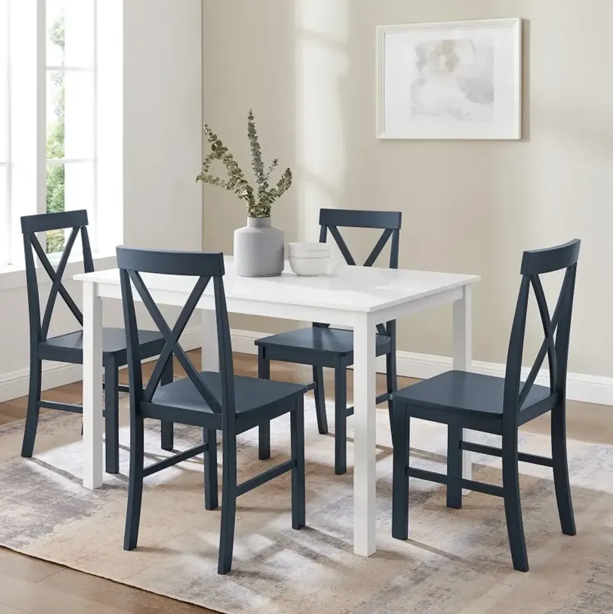 McHale White and Navy 5 Piece Dining Room Set - Walker Edison