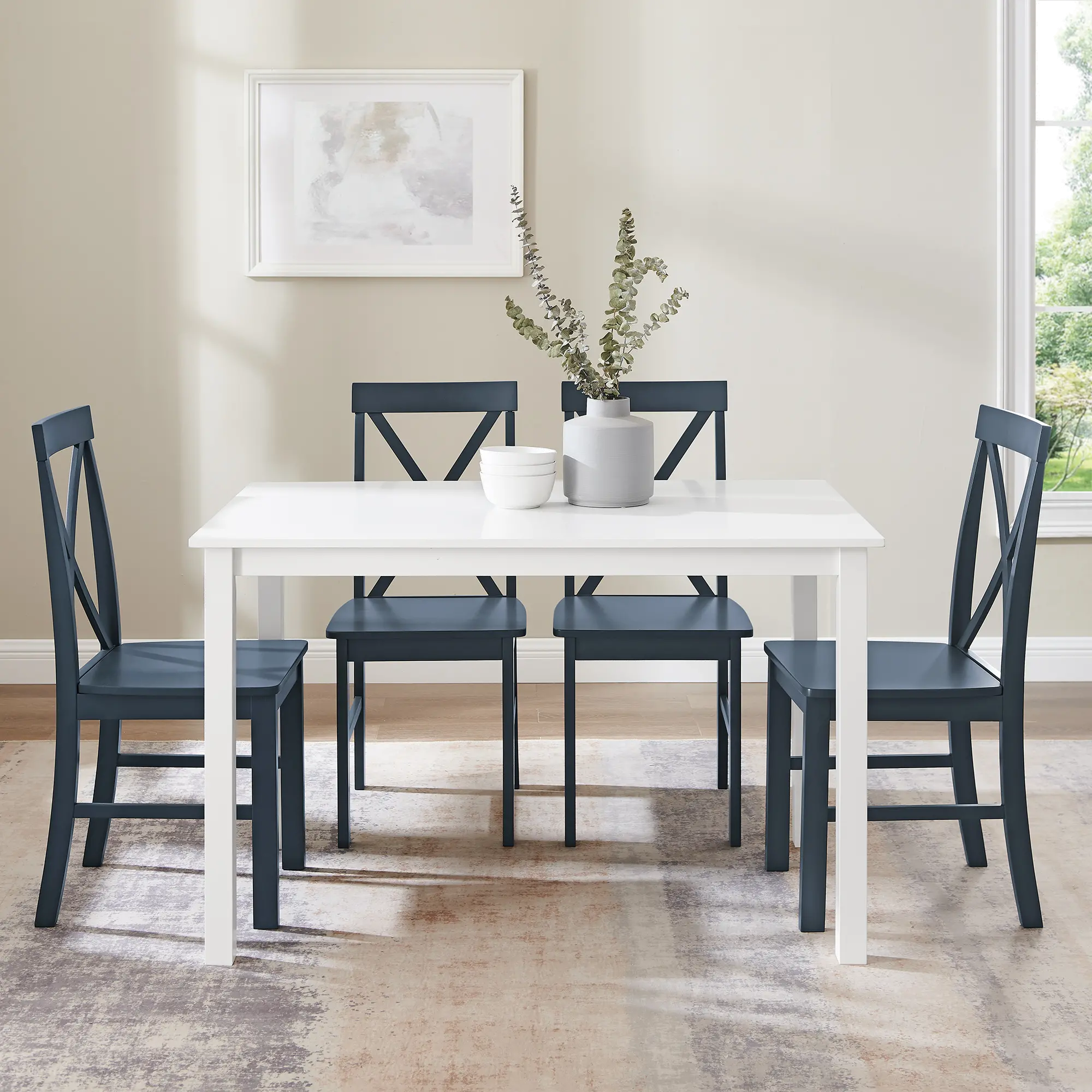 McHale White and Navy 5 Piece Dining Room Set - Walker Edison