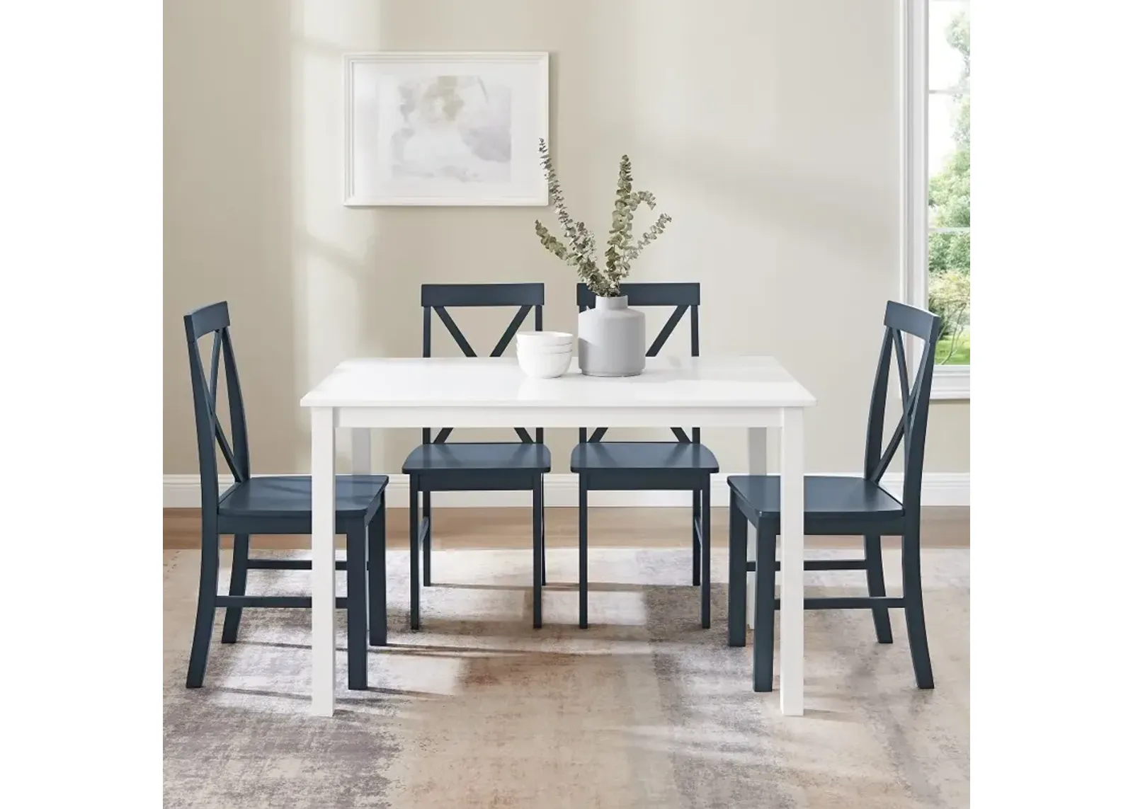 McHale White and Navy 5 Piece Dining Room Set - Walker Edison