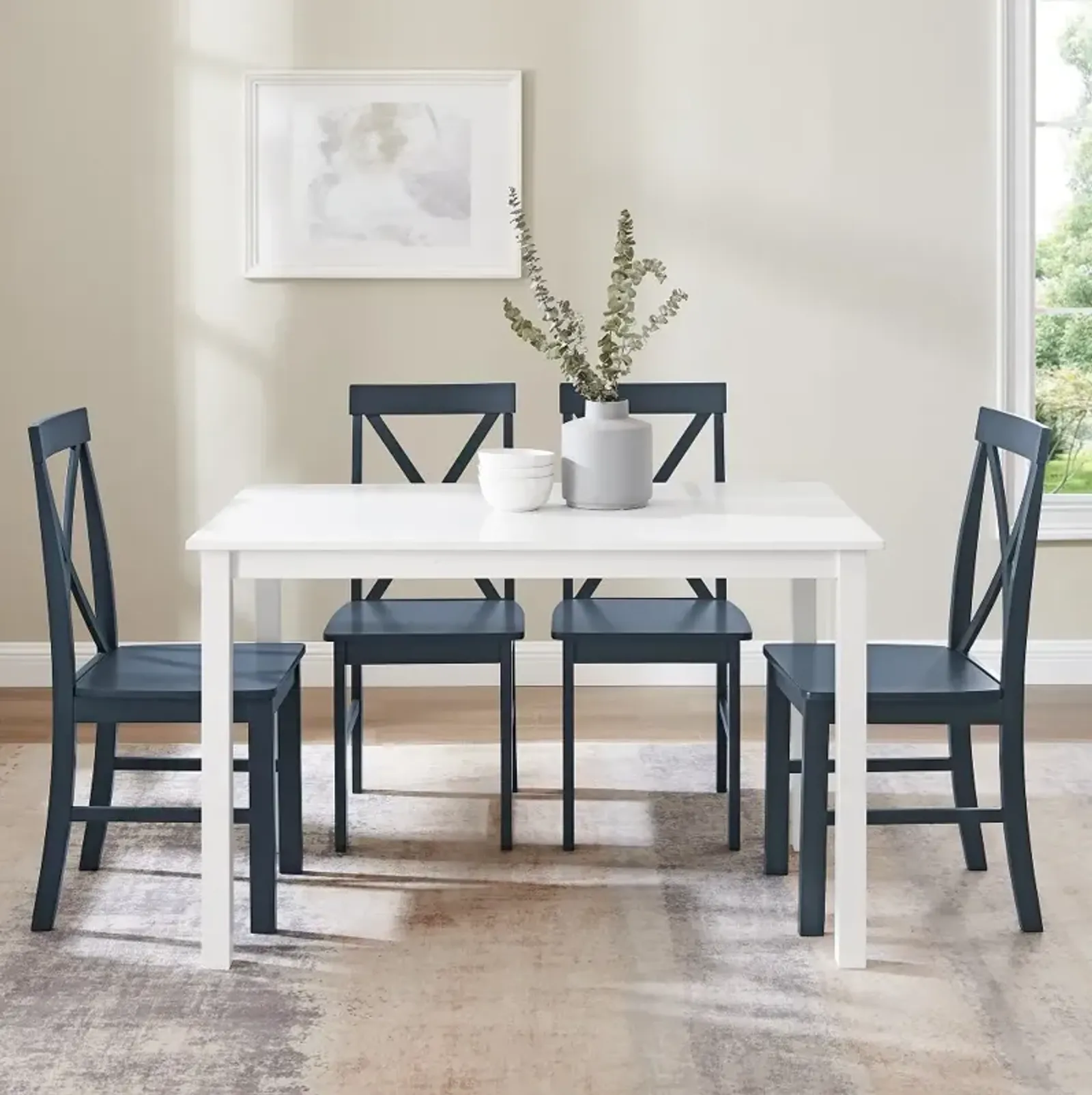 McHale White and Navy 5 Piece Dining Room Set - Walker Edison