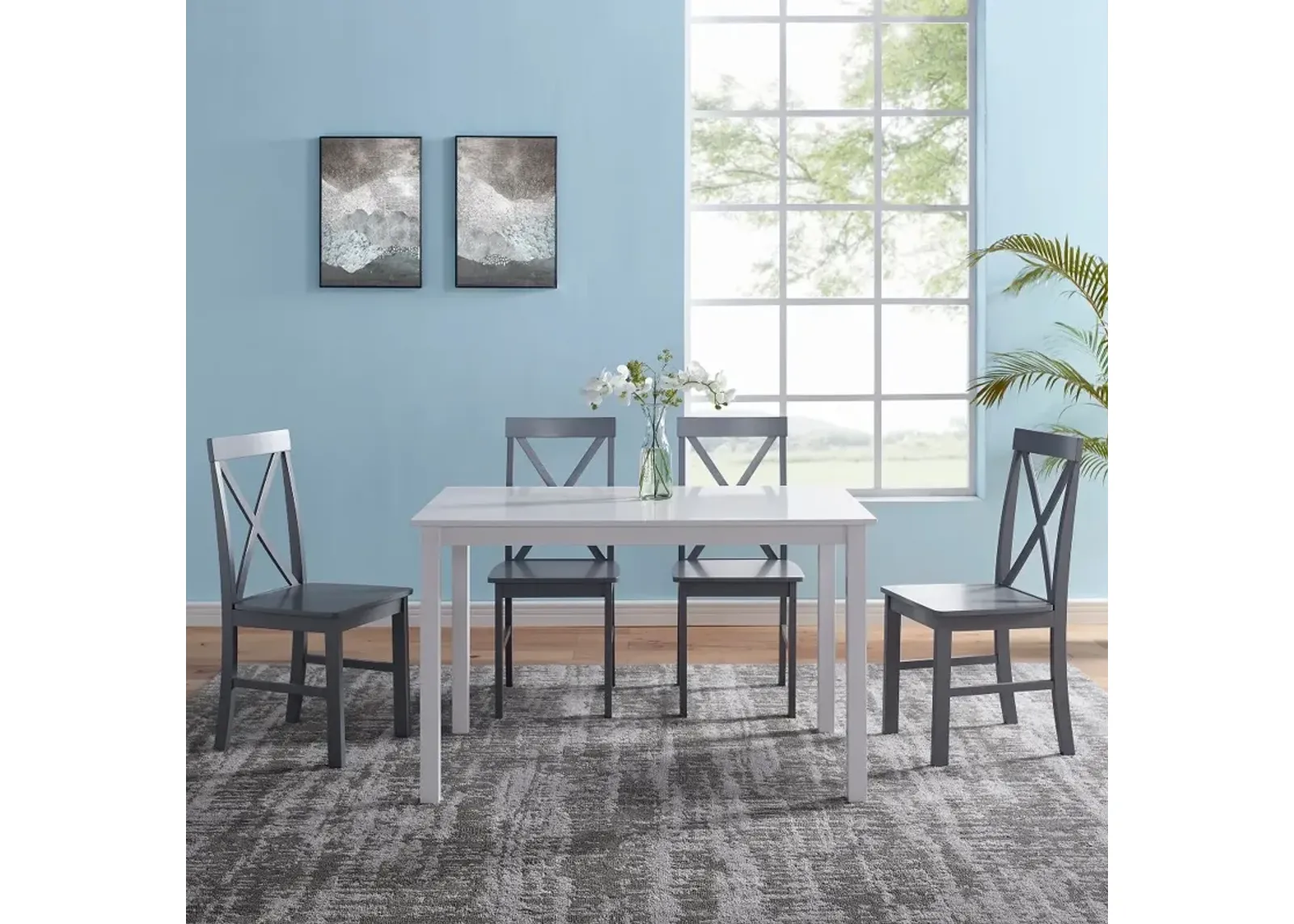 McHale White and Gray 5 Piece Dining Room Set - Walker Edison