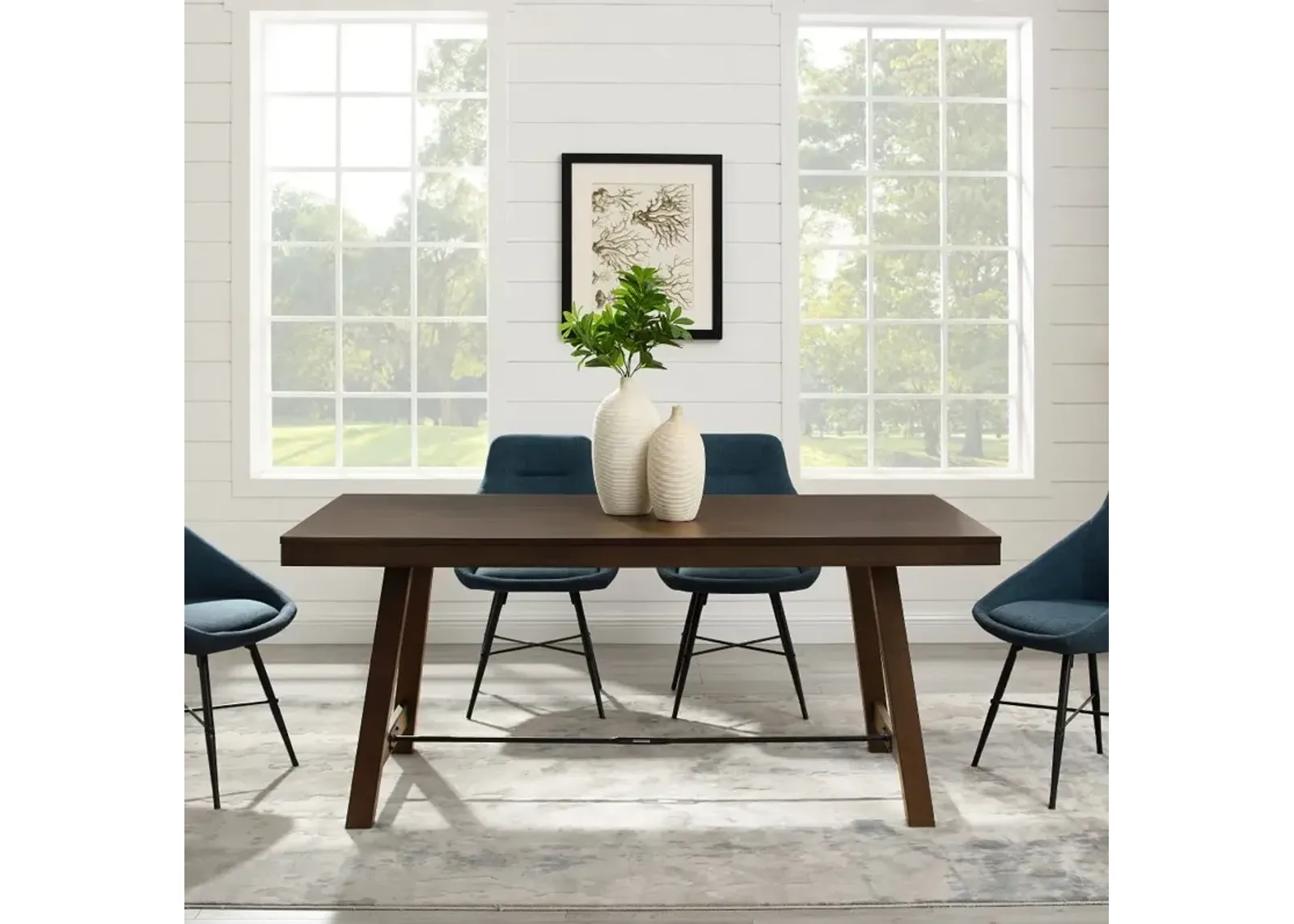 Dark Brown Trestle Dining Room Table - Walker Edison