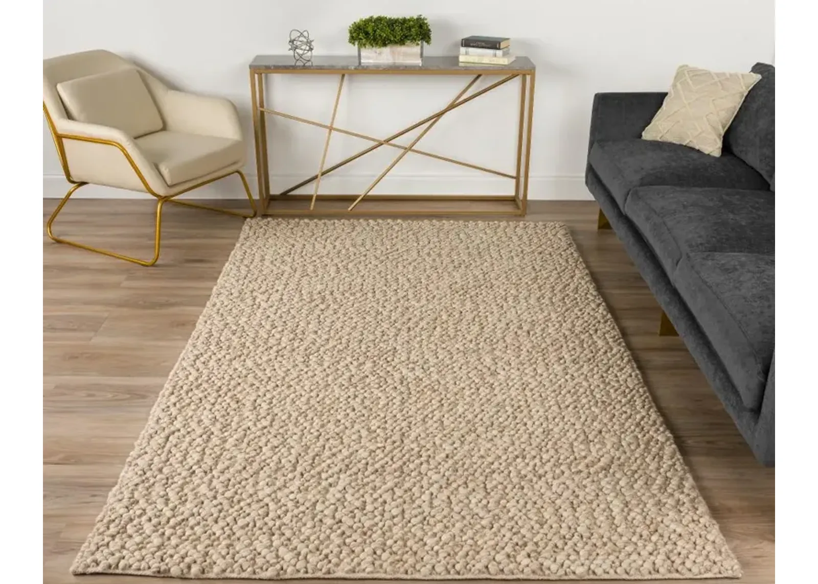 Gorbea 5 x 8 Latte Wool Area Rug