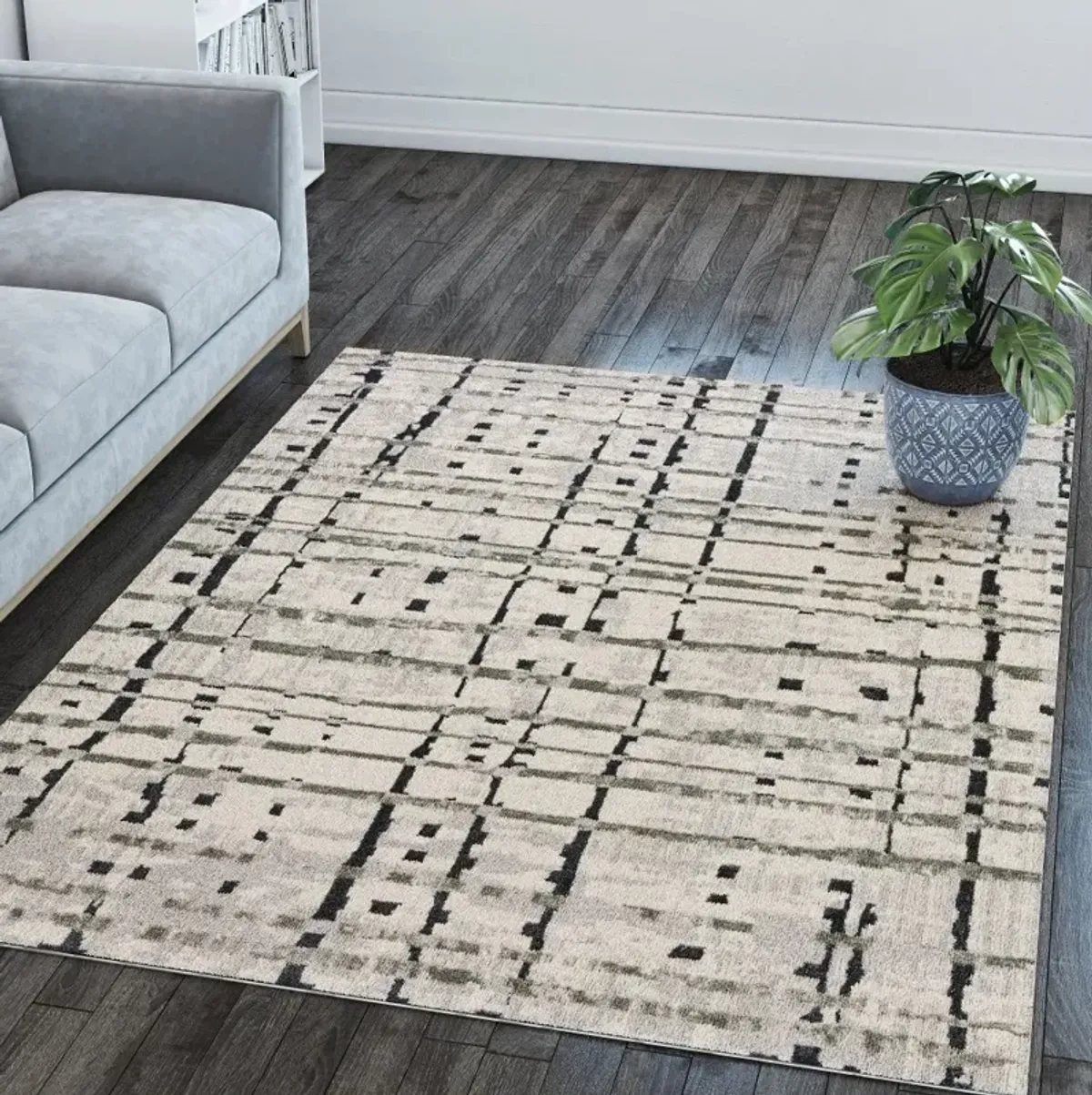 Karma 5 x 8 Abstract Gray Area Rug