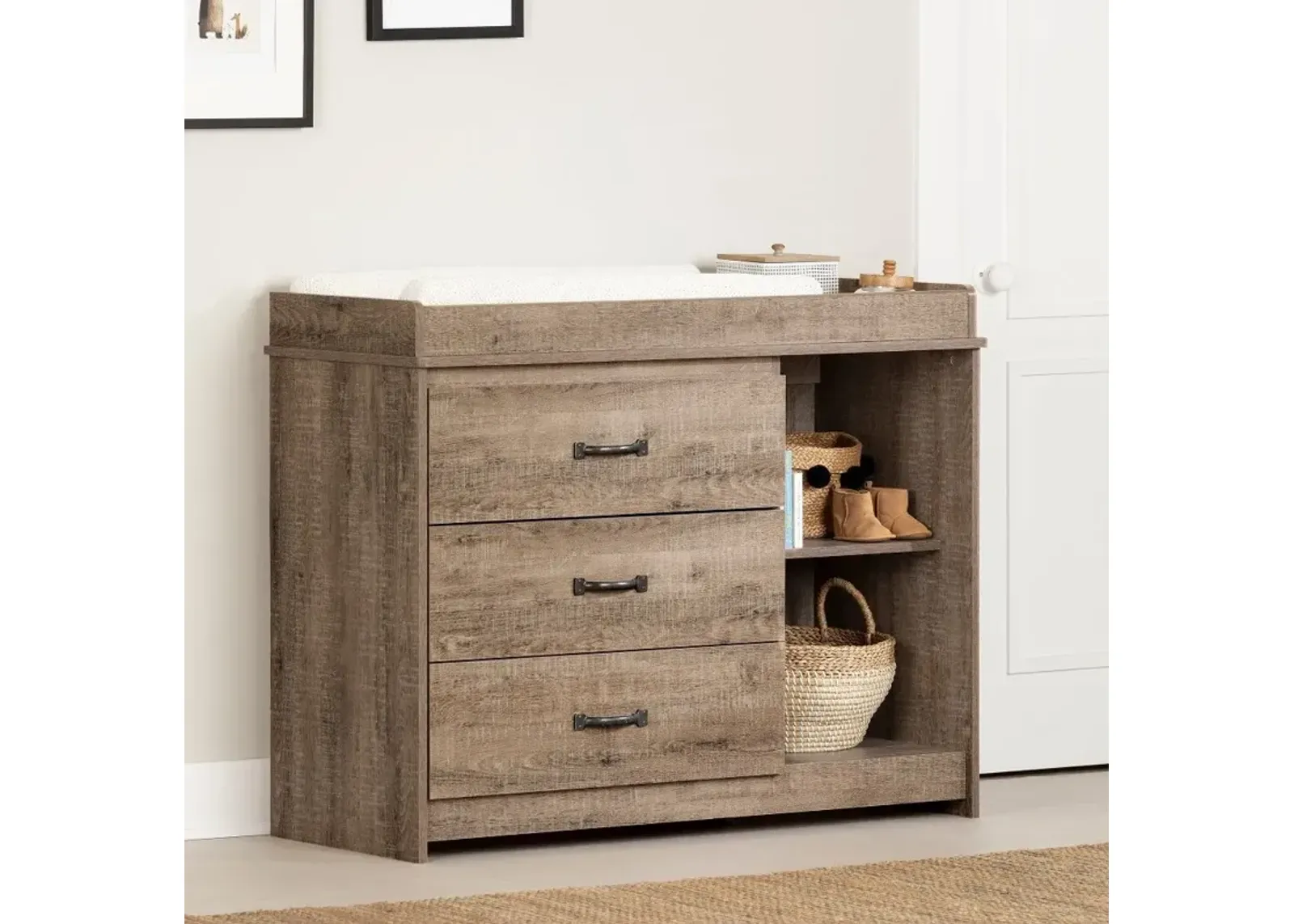 Tassio Farmhouse Weathered Oak Changing Table - South Shore