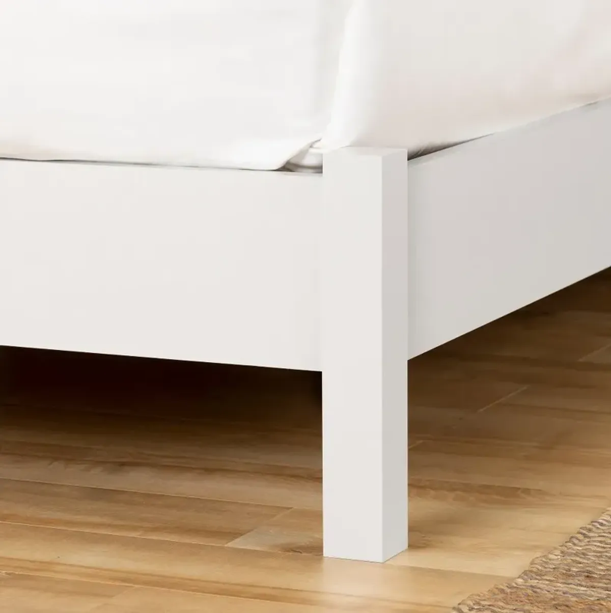 White and Elm Full Platform Bed with Headboard - South Shore