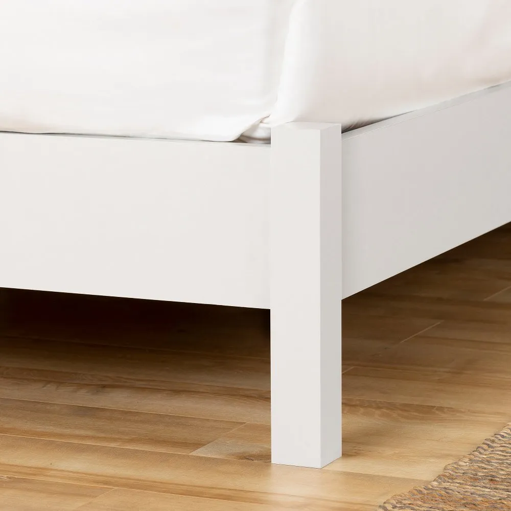 White and Elm Full Platform Bed with Headboard - South Shore