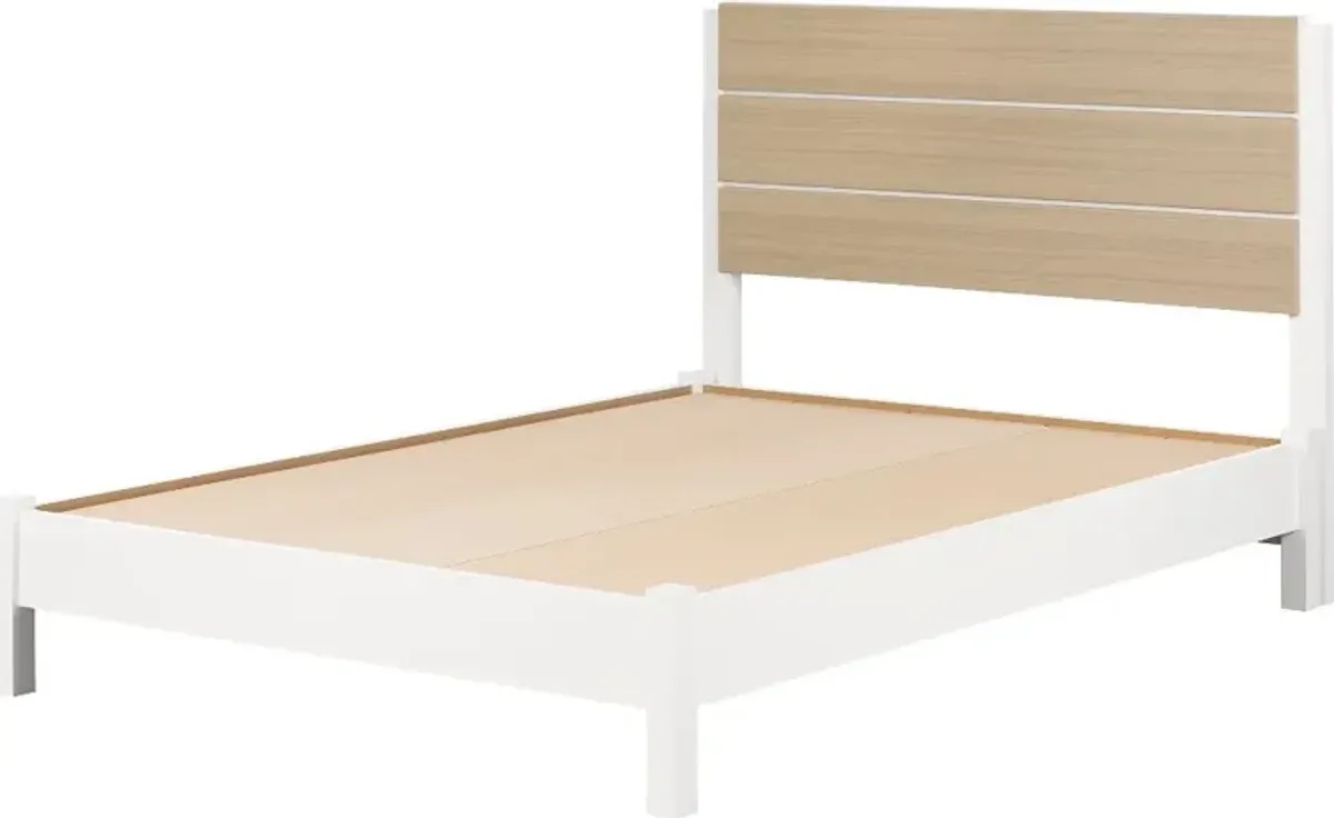 White and Elm Full Platform Bed with Headboard - South Shore