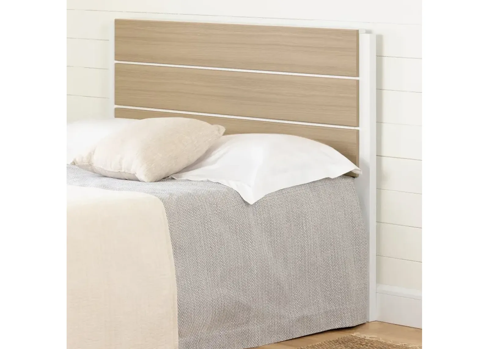 Contemporary White and Elm Full Headboard - South Shore