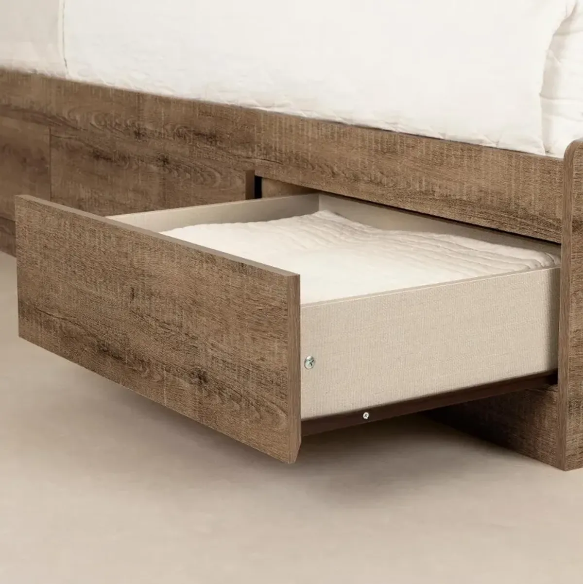 Farmhouse Weathered Oak Twin Mates Storage Bed - South Shore