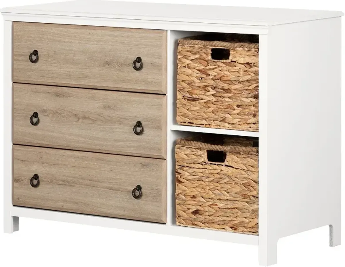 Cotton Candy Oak 3 Drawer Dresser with Baskets - South Shore