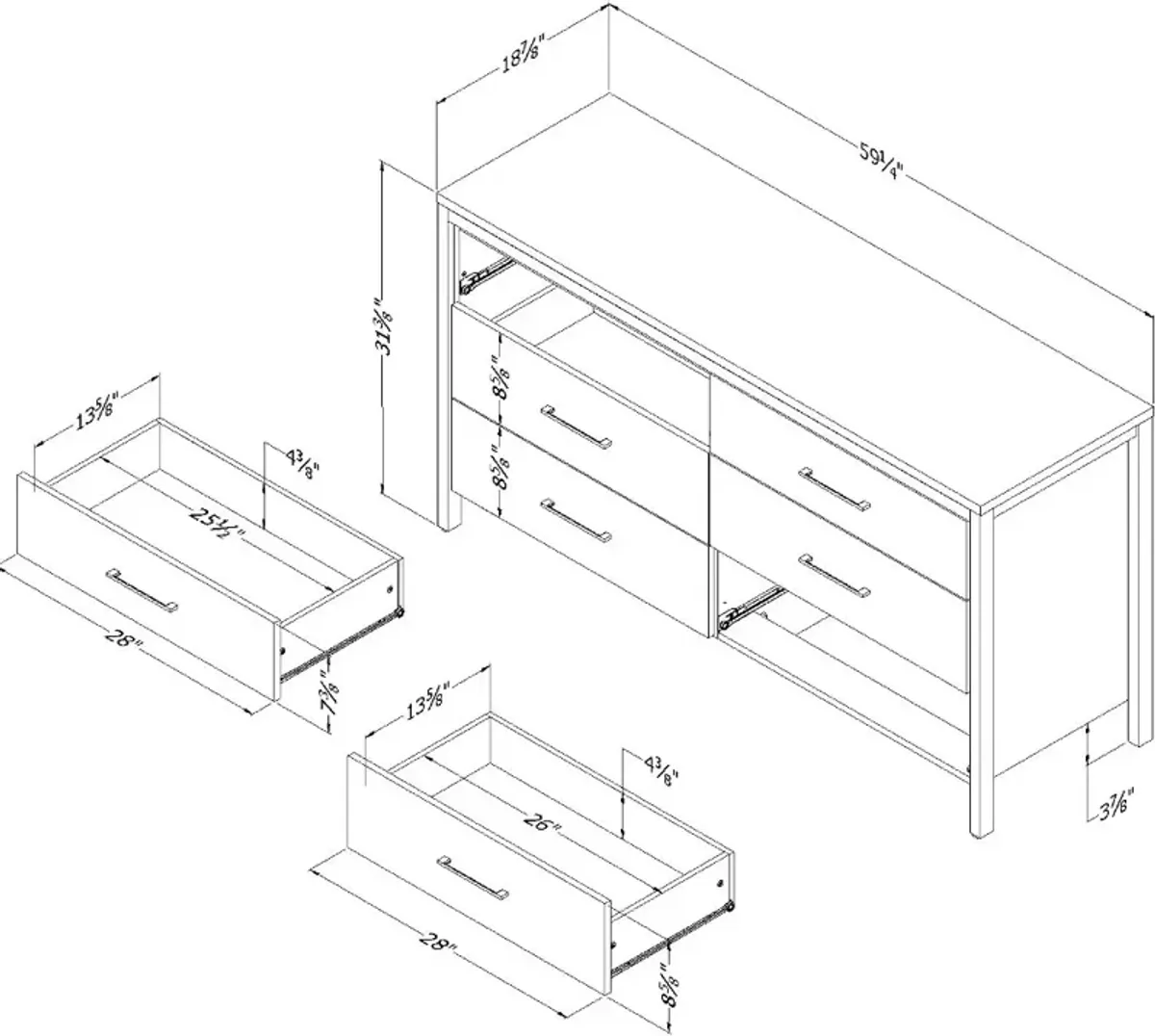 Contemporary Soft Elm & White Dresser - South Shore