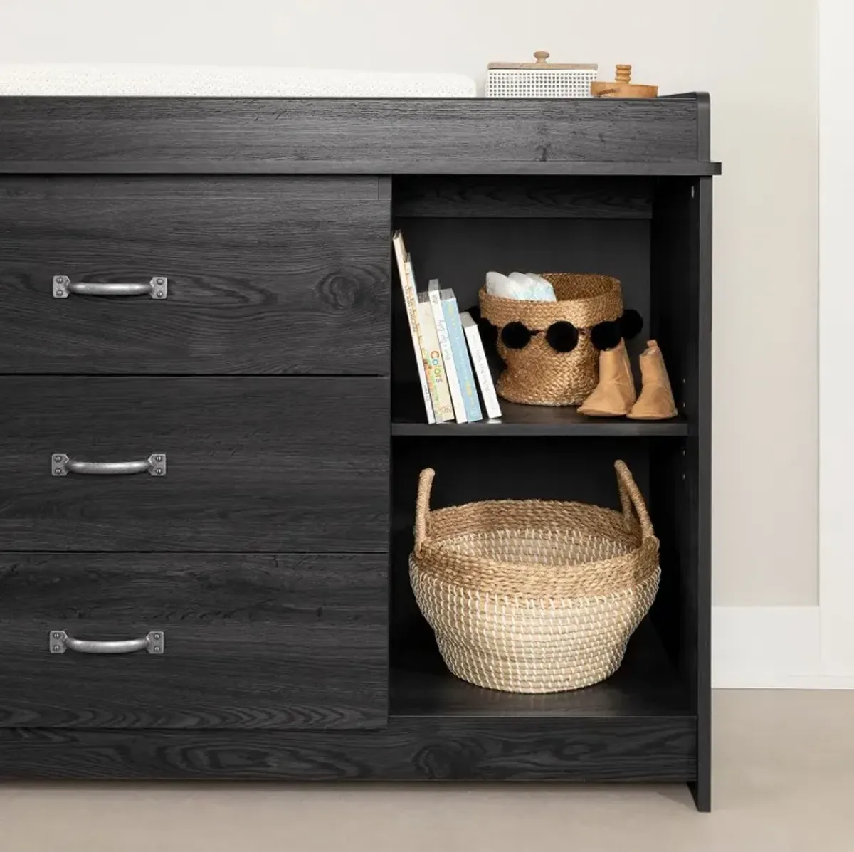 Tassio Farmhouse Gray Oak Changing Table - South Shore