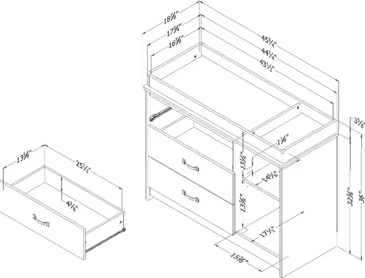 Tassio Farmhouse Gray Oak Changing Table - South Shore