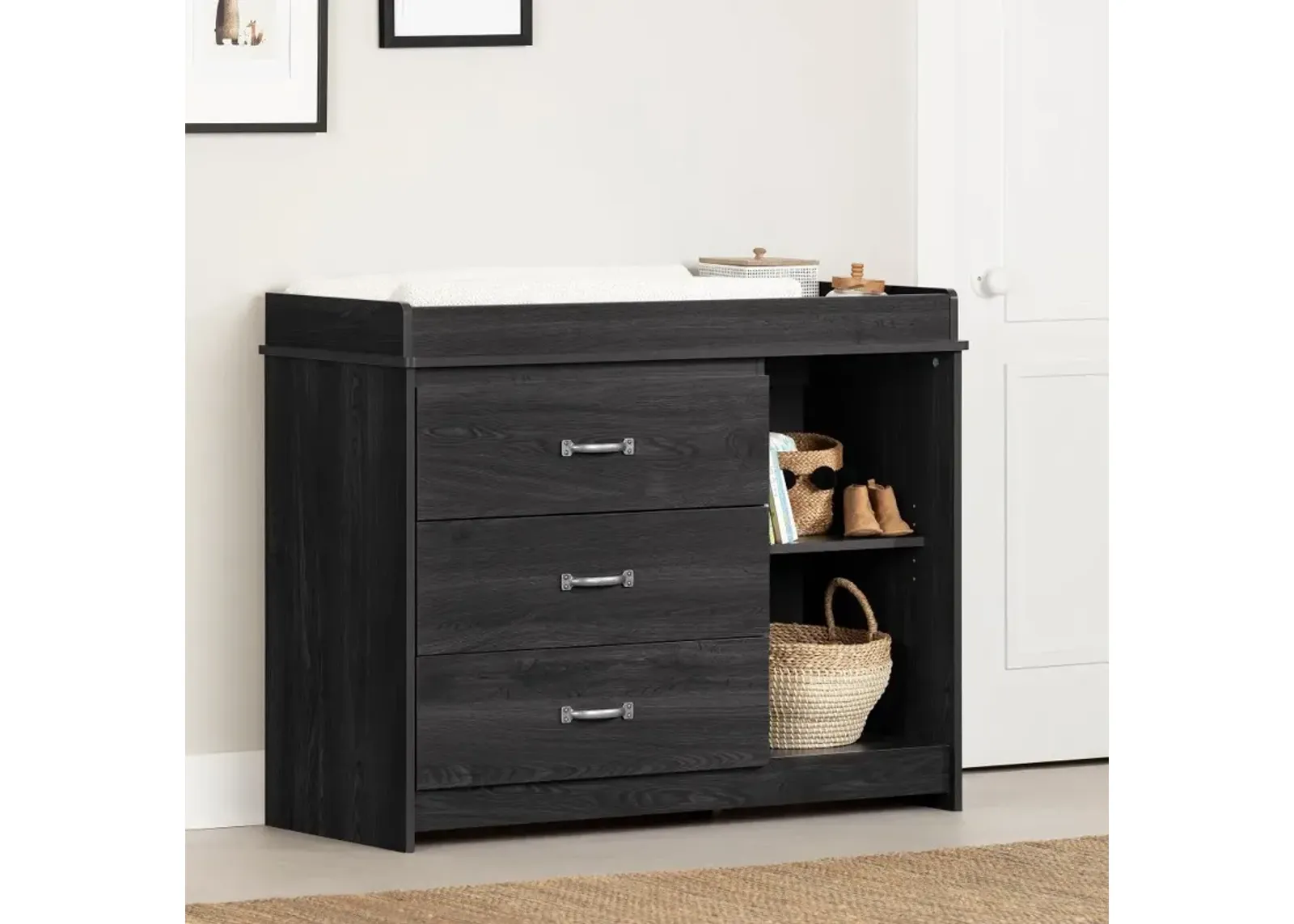 Tassio Farmhouse Gray Oak Changing Table - South Shore