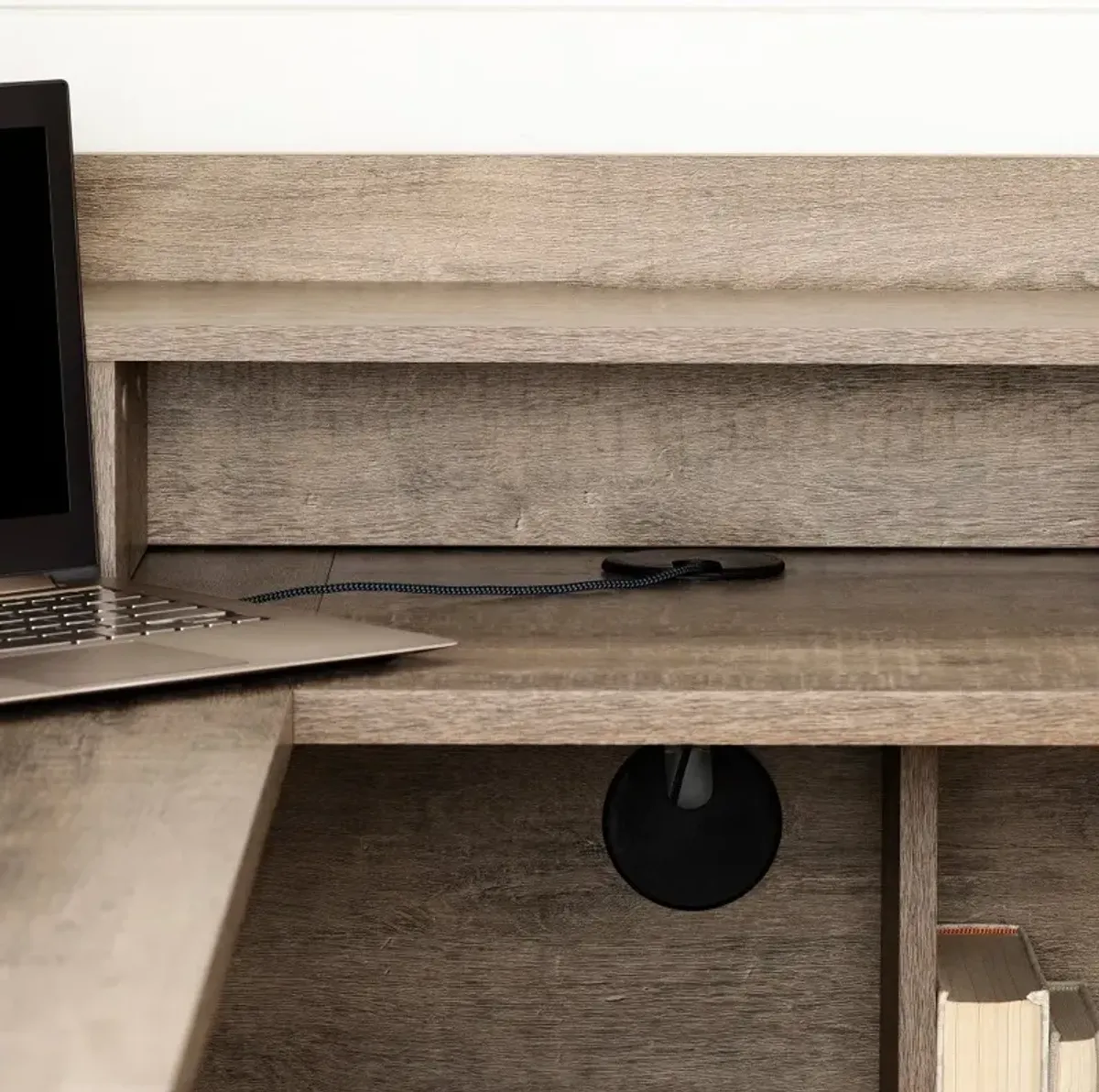 Versa Weathered Oak L-Shaped Desk