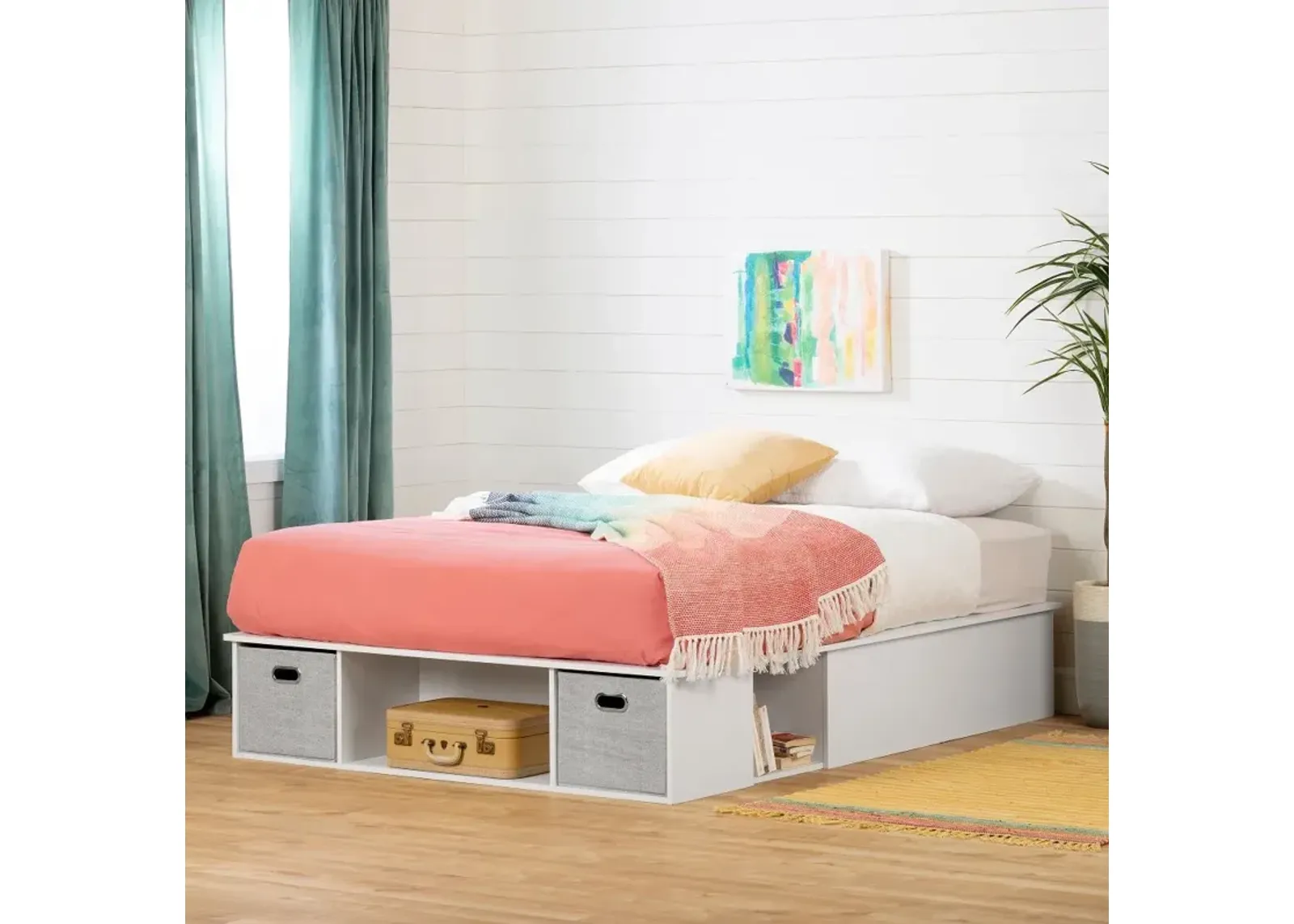 Vito Pure White Storage Bed - South Shore