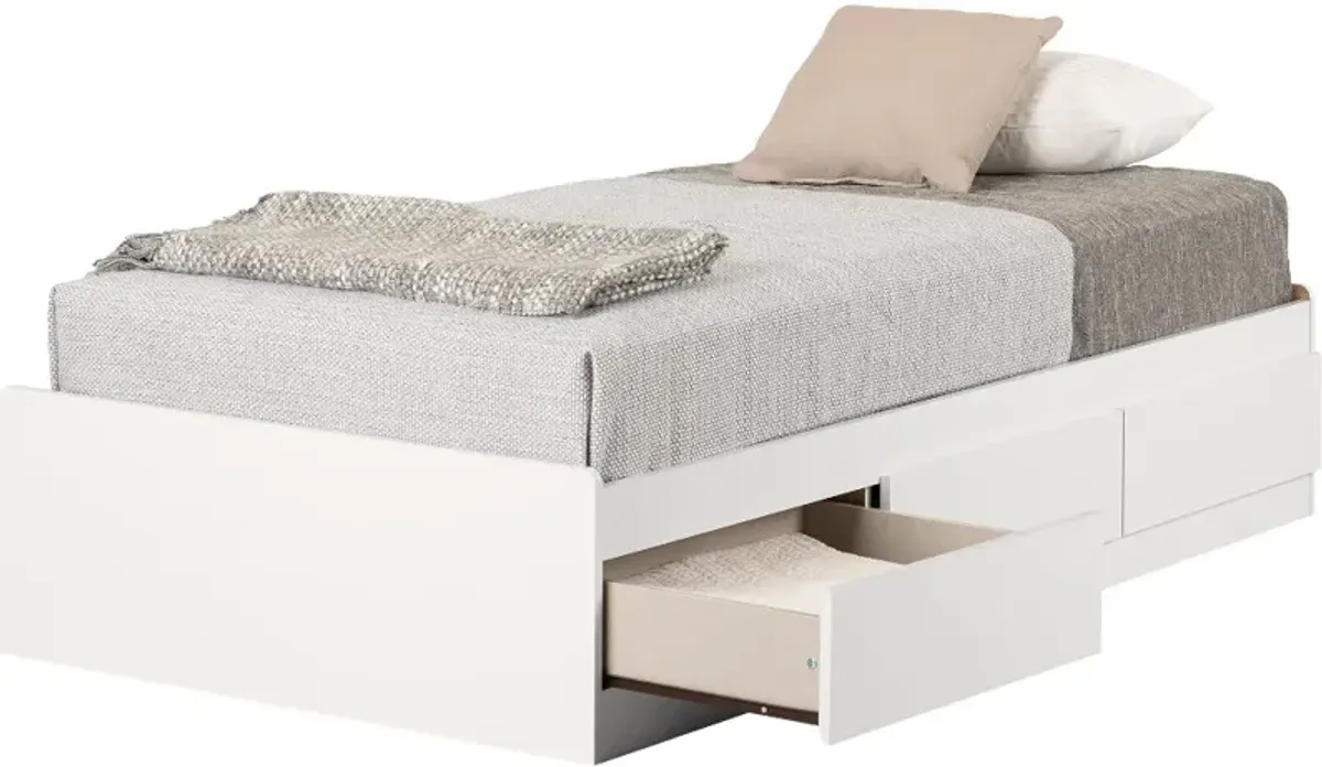 Munich Contemporary White Twin Mates Storage Bed - South Shore