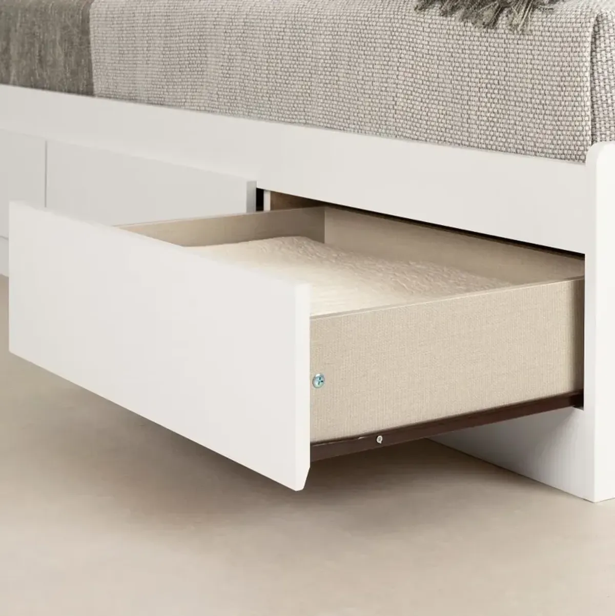 Munich Contemporary White Twin Mates Storage Bed - South Shore