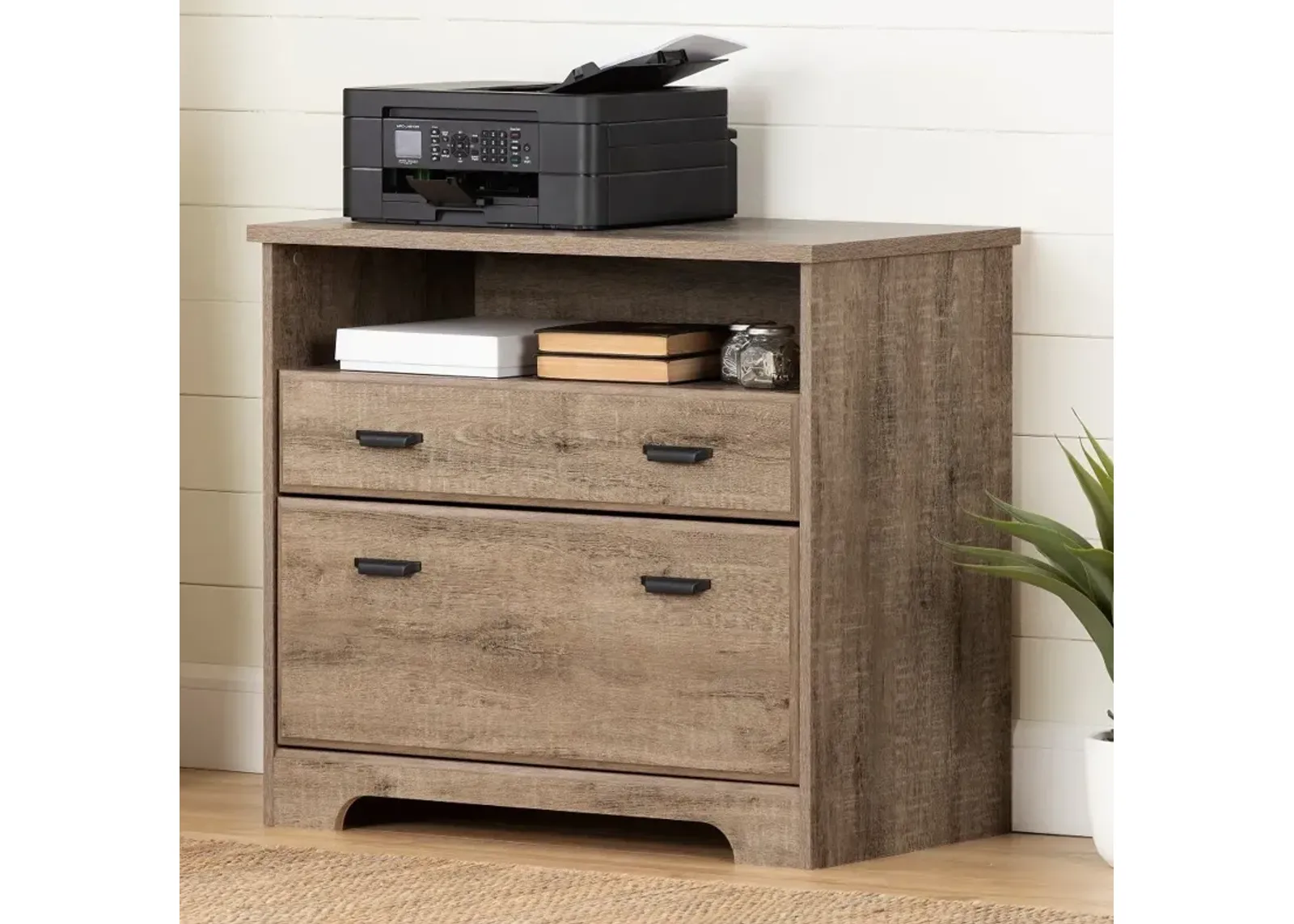 Versa Weathered Oak 2-Drawer File Cabinet - South Shore