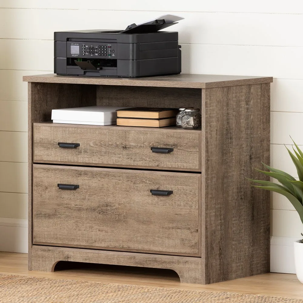 Versa Weathered Oak 2-Drawer File Cabinet - South Shore