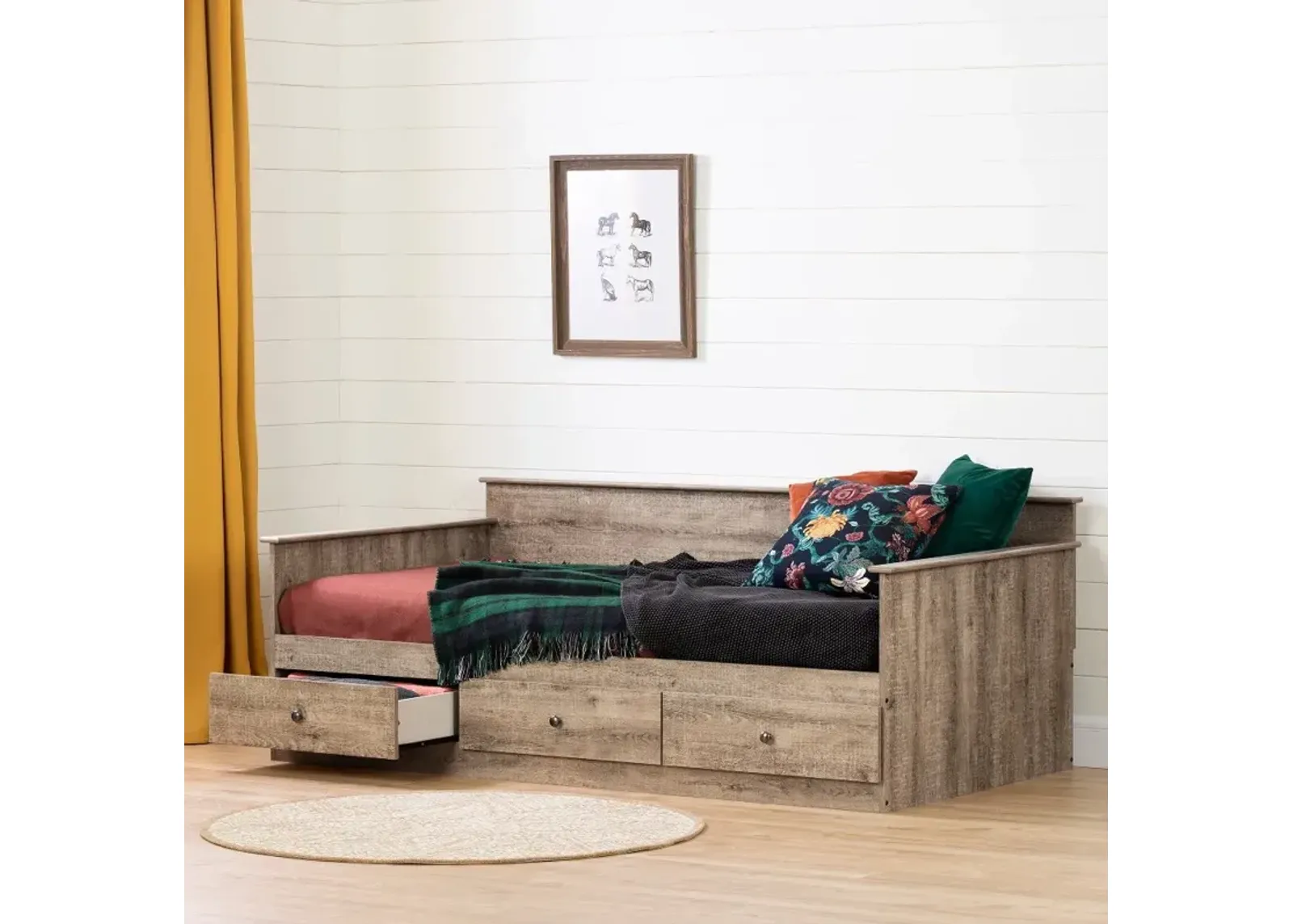 Tassio Farmhouse Weathered Oak Daybed - South Shore