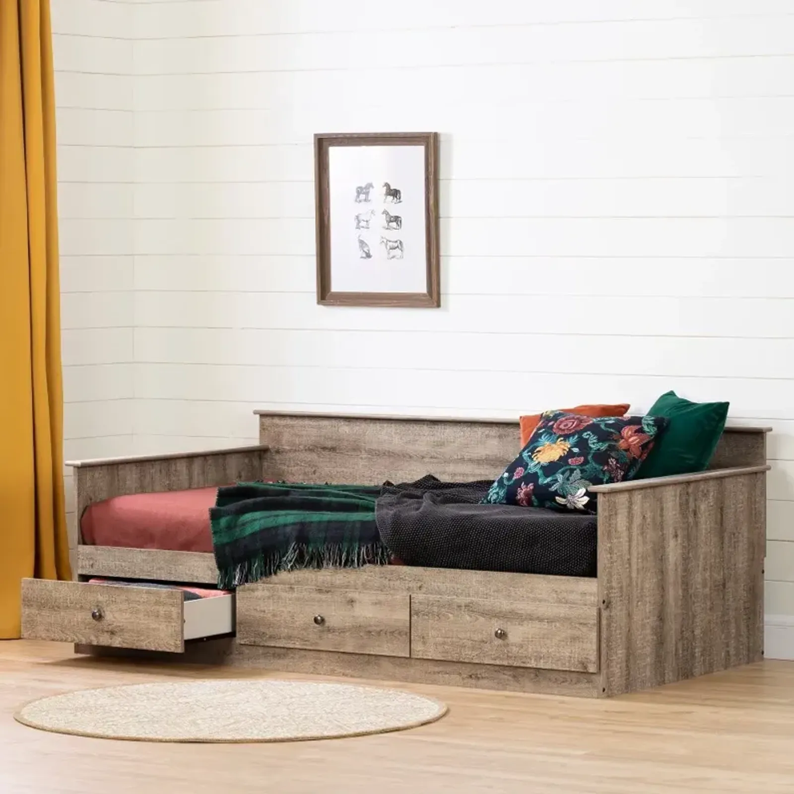 Tassio Farmhouse Weathered Oak Daybed - South Shore