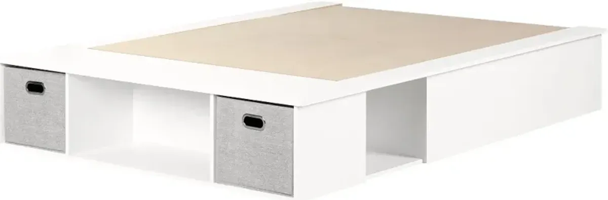 Vito Pure White Storage Bed - South Shore