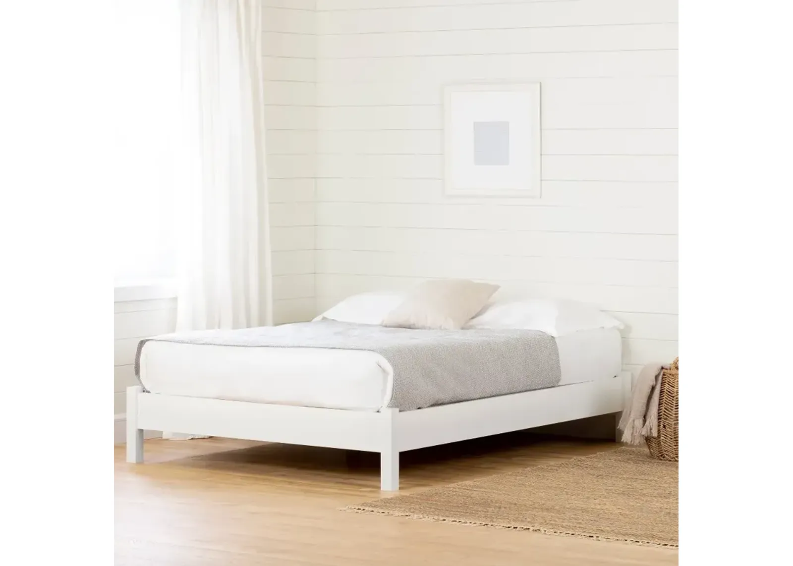 Munich Pure White Platform Bed - South Shore