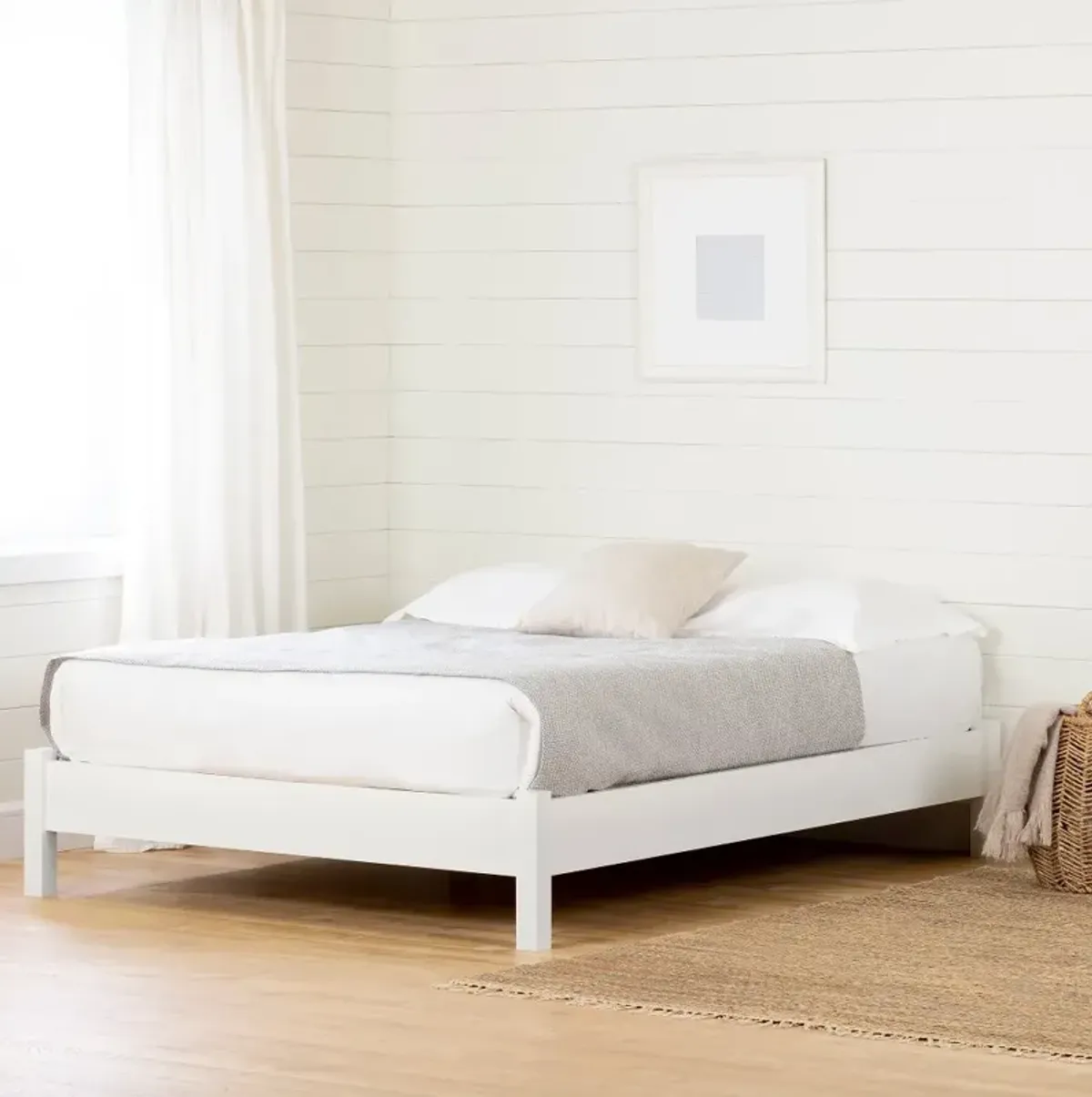 Munich Pure White Platform Bed - South Shore