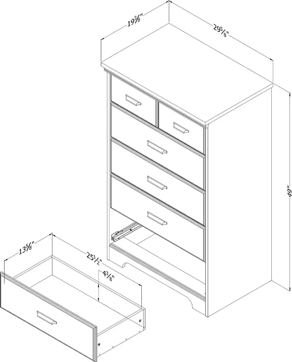 Versa Rubbed Black 5-Drawer Chest - South Shore