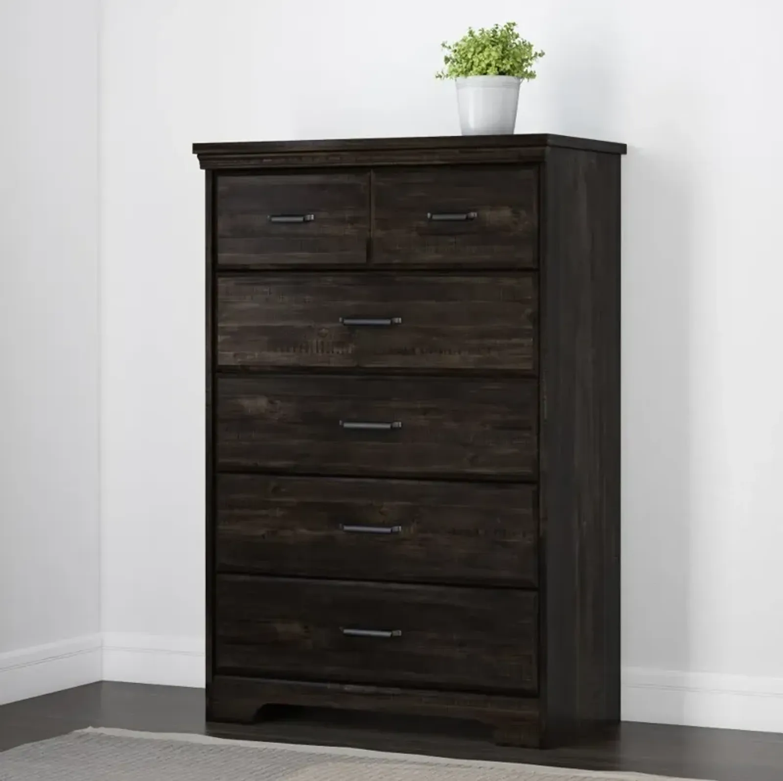 Versa Rubbed Black 5-Drawer Chest - South Shore